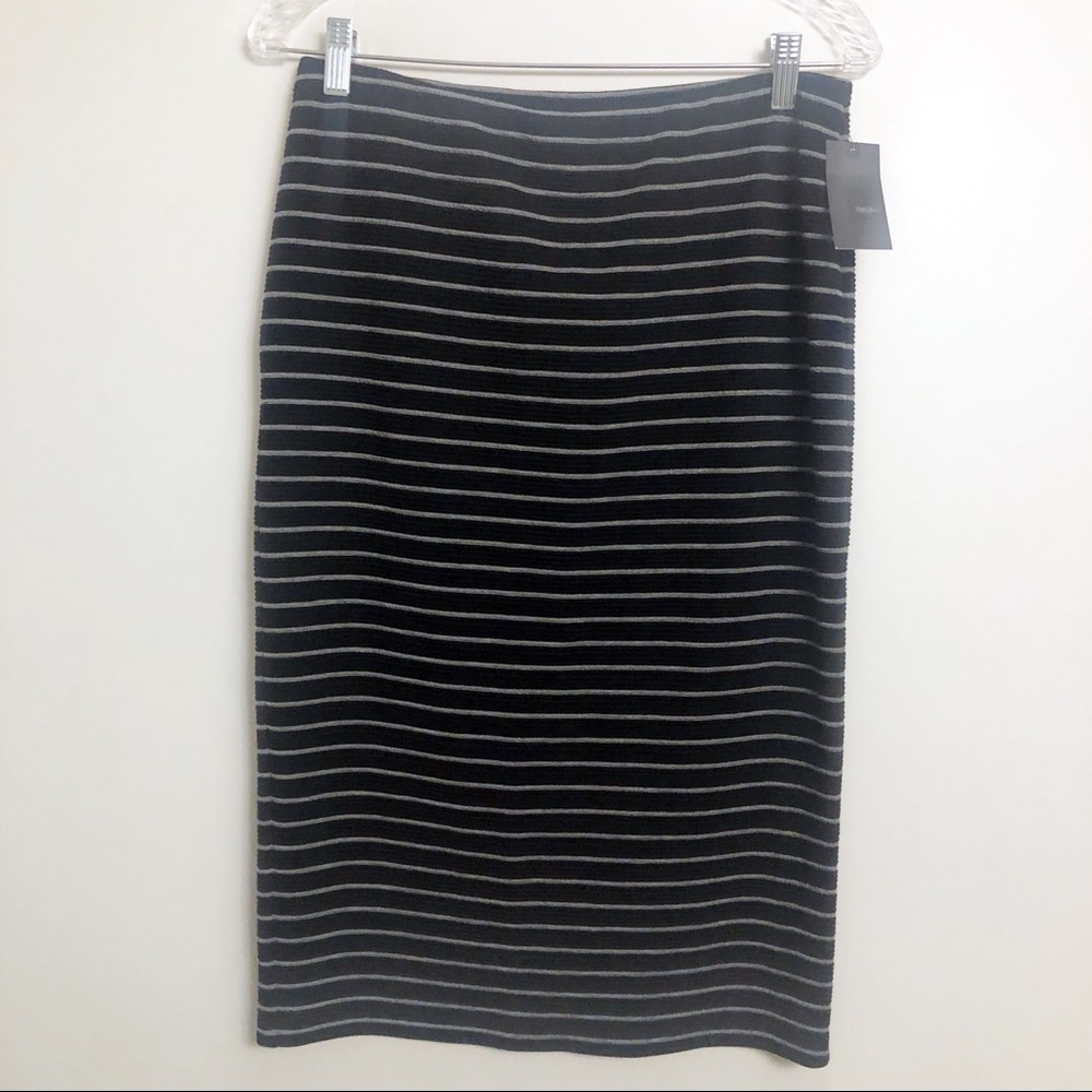NWT Stretchy Black & Grey Striped Pencil Skirt